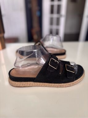 NEW VIONIC GLOW GIA BLACK SUEDE SLIDES
ESPADRILLES DOUBLE STRAPS FLAT